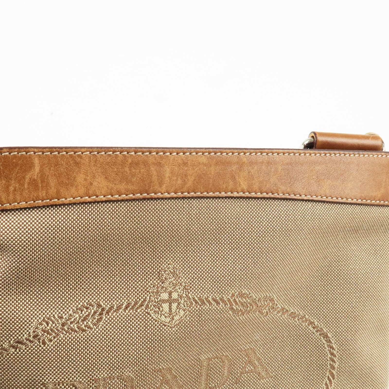 Prada Logo Jacquard Leather Shoulder Bag Beige Br BT0537