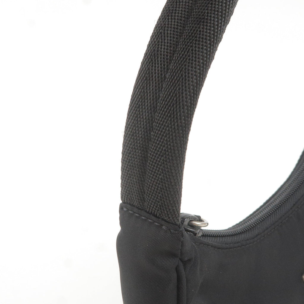 Prada Logo Nylon Hand Bag Pouch Purse NERO Black MV519