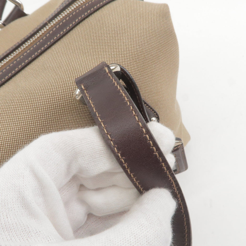 Prada Logo Jacquard Leather Boston Bag Beige Br BR3461