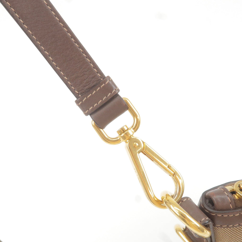 Prada Logo Jacquard Leather Shoulder Bag Beige Br BT867A