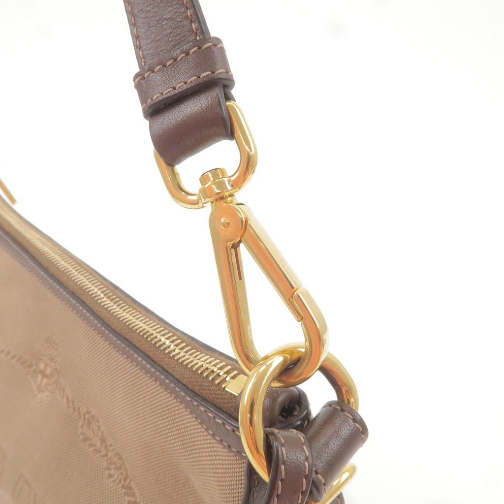 Prada Logo Jacquard Leather Shoulder Bag Beige Br BT867A