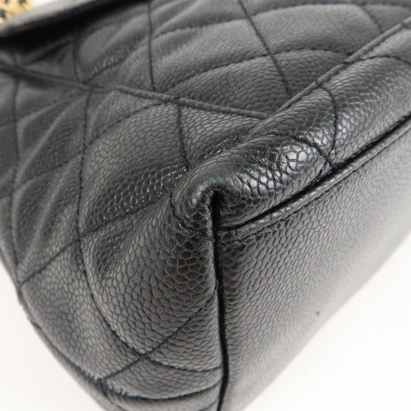 CHANEL Matelasse Caviar Skin Chain Tote Bag Shoulder Bag Black