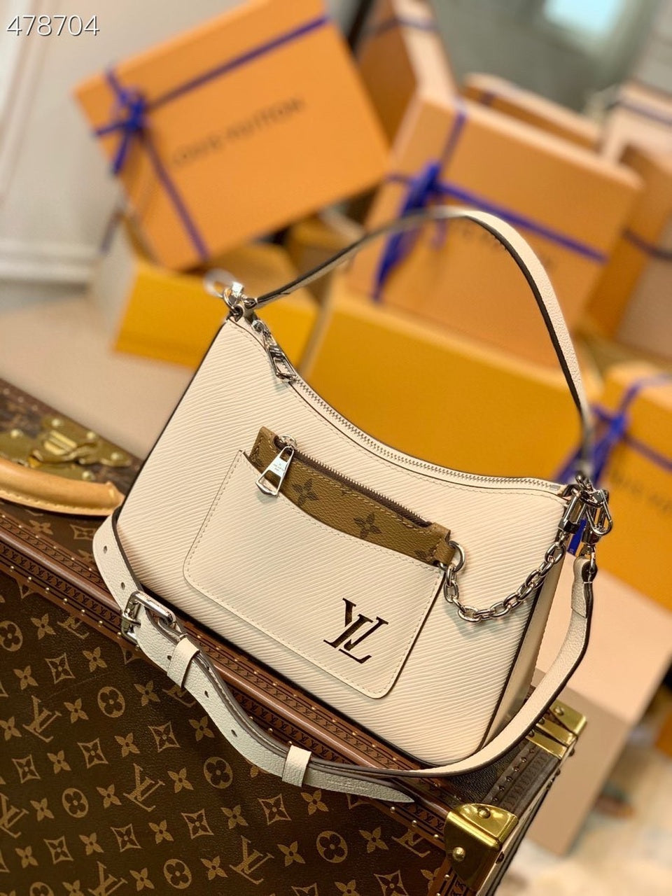 Louis Vuitton Marelle Epi White For Women, WomenÃƒÂ¢Ã¢â€šÂ¬Ã¢â€žÂ¢s Handbags, Shoulder And Crossbody Bags 9.8in/25cm Louis Vuitton M80688