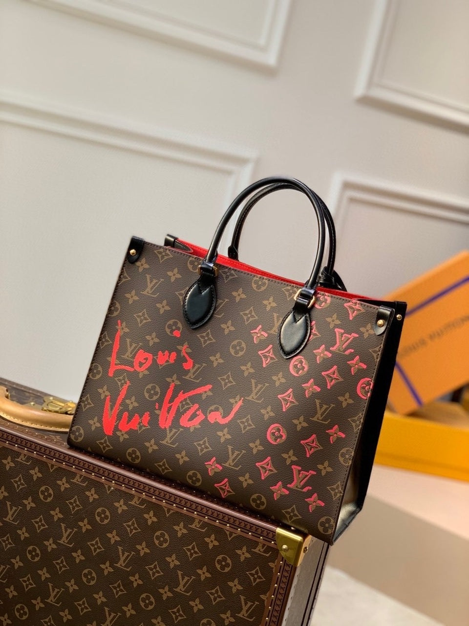 Louis Vuitton OnTheGo MM Tote Bag Monogram Canvas For Women, WoHandbag, Shoulder Bags 13.8in/35cm Louis Vuitton M45888