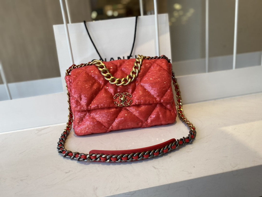 Chanel 19 GlamIap Bag Gold Hardware Red For Women Handbags, Shoulder Bags 10.2in/26cm AS1160Ã‚Â 