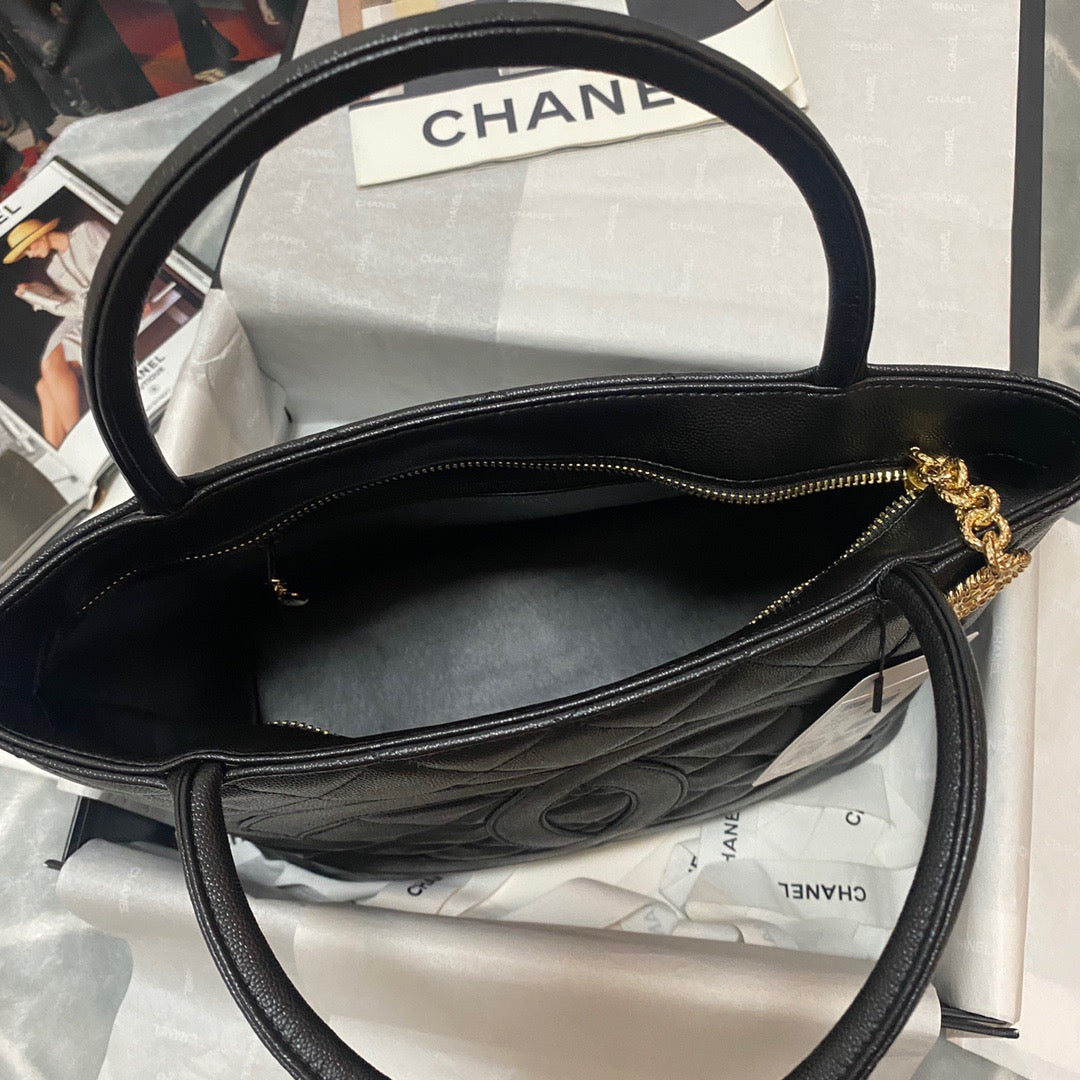 ChanelMedallion Tote Gold Hardware Caviar Black For Women Handbags, Shoulder Bags 15.6in/32cm