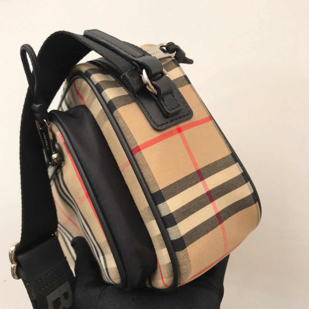 Vintage Check And Crossbody Bag For Men, Bags 8.6in/22cm