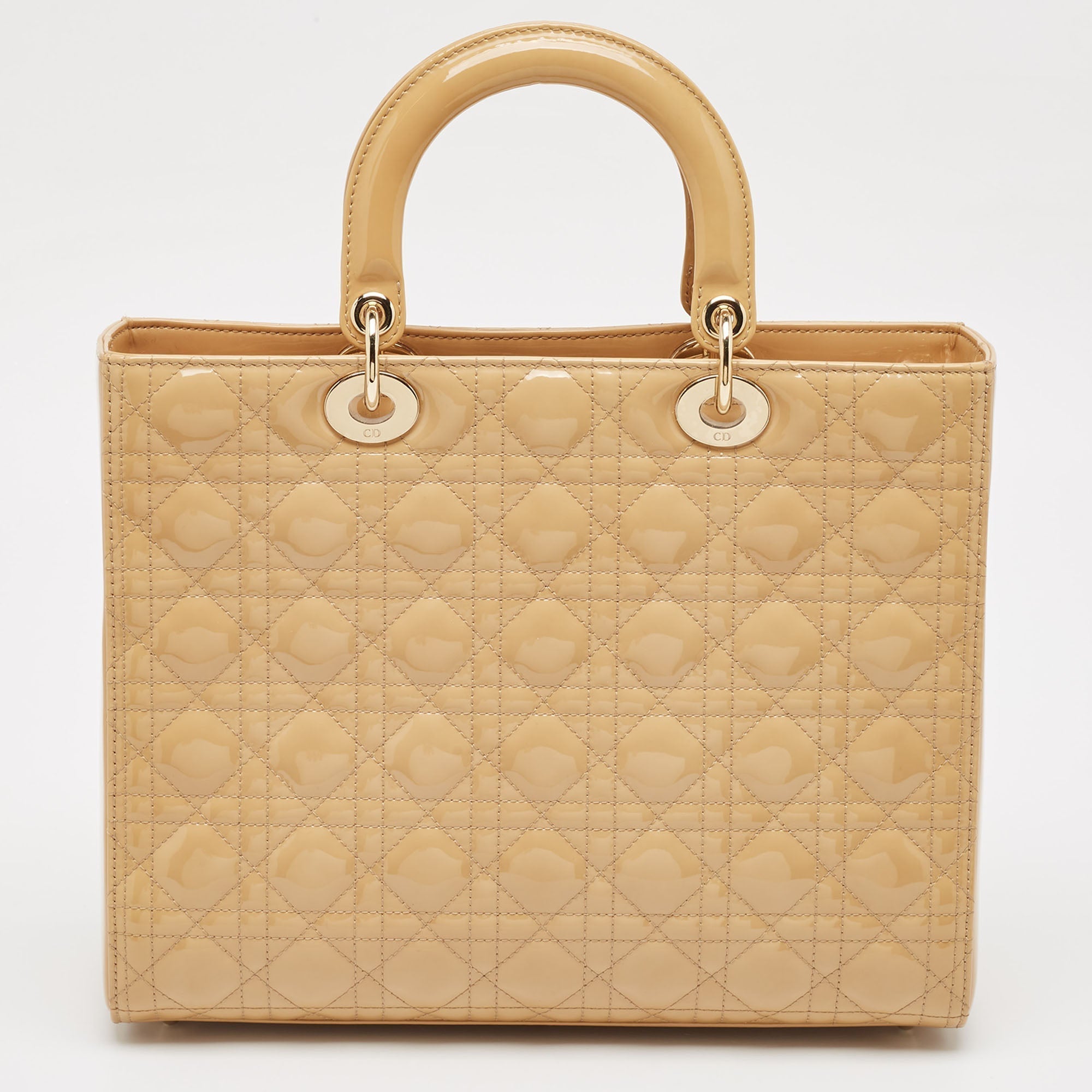 Dior Beige Cannage  Leather Large Lady Dior Tote