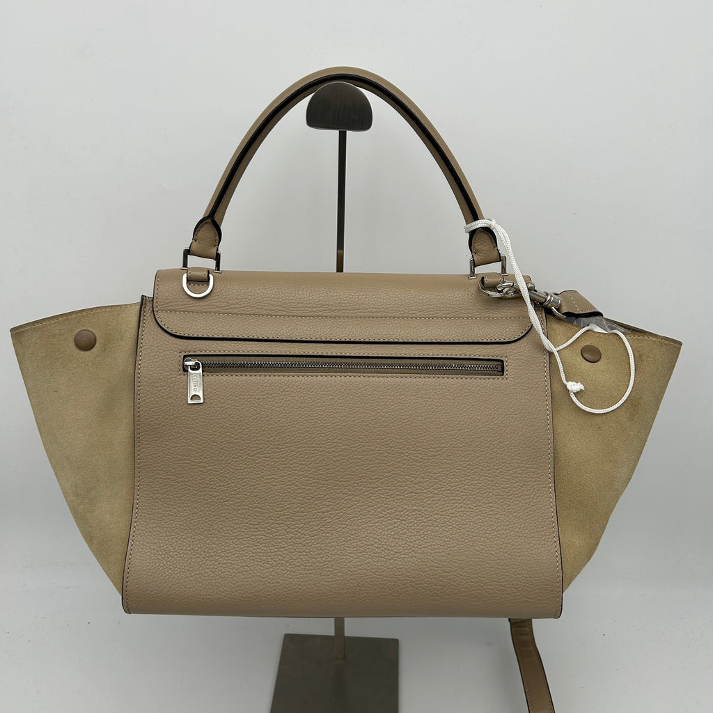 Céline Trapeze Beige Leather Suede Medium Shoulder Bag