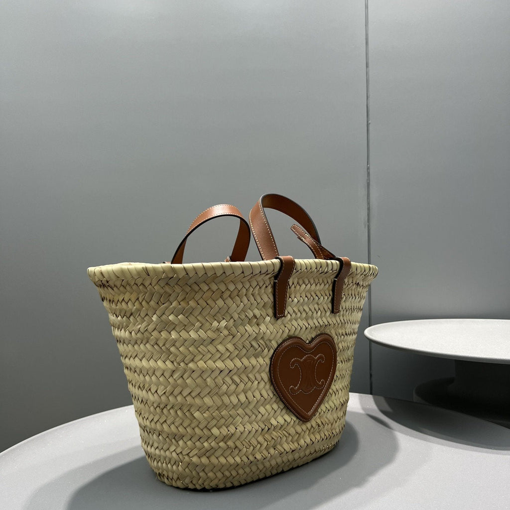 GLAMI Teen Triomphe GLAMI Classic Panier In Palm Leaves With Heart Patch Brown For Women 10in/25cm 194002DUI.04LUÃ‚Â 
