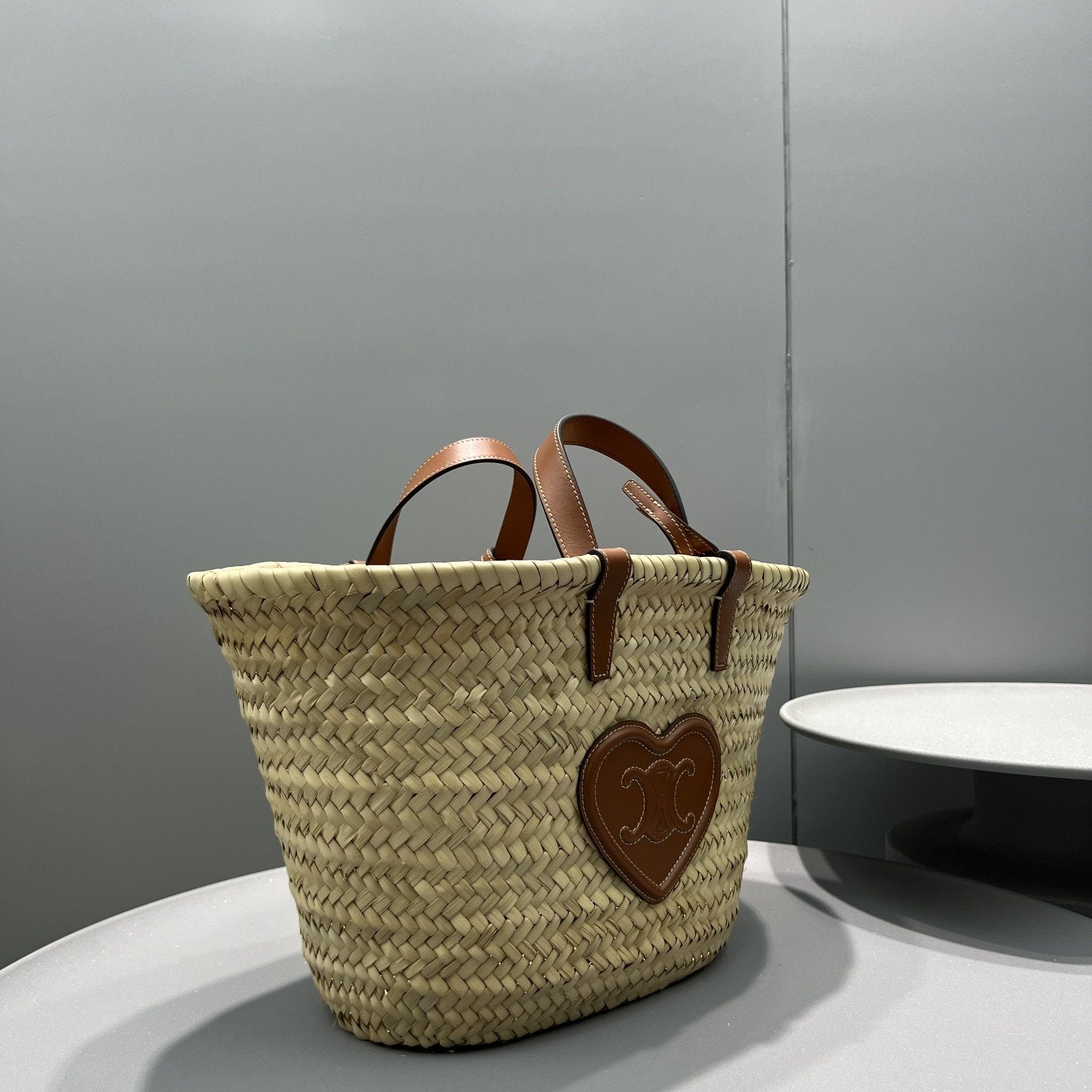 GLAMI Teen Triomphe GLAMI Classic Panier In Palm Leaves With Heart Patch Brown For Women 10in/25cm 194002DUI.04LUÃ‚Â 