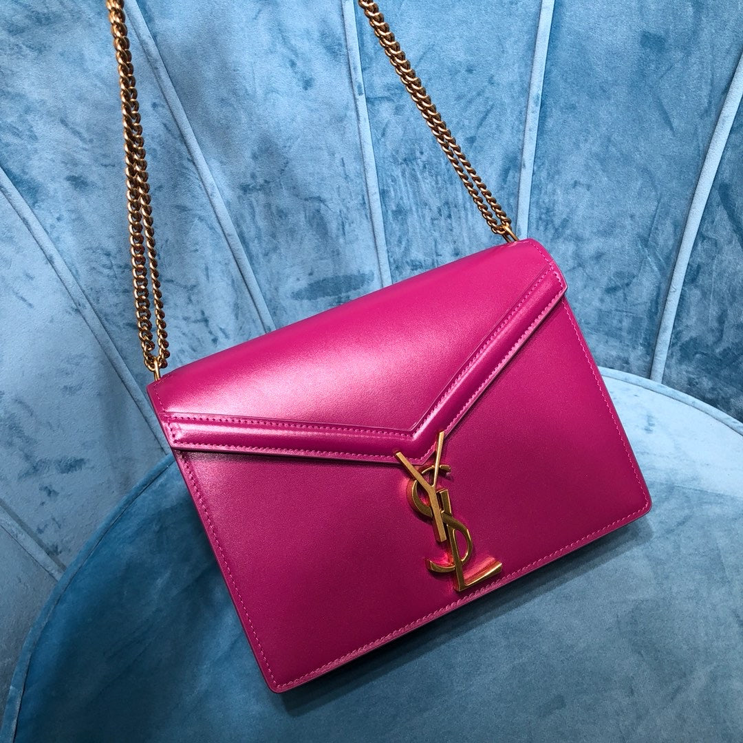 YSSL Cassandra Medium Chain BagÂ Dark Pink For Women 8.7in/22cm YSL