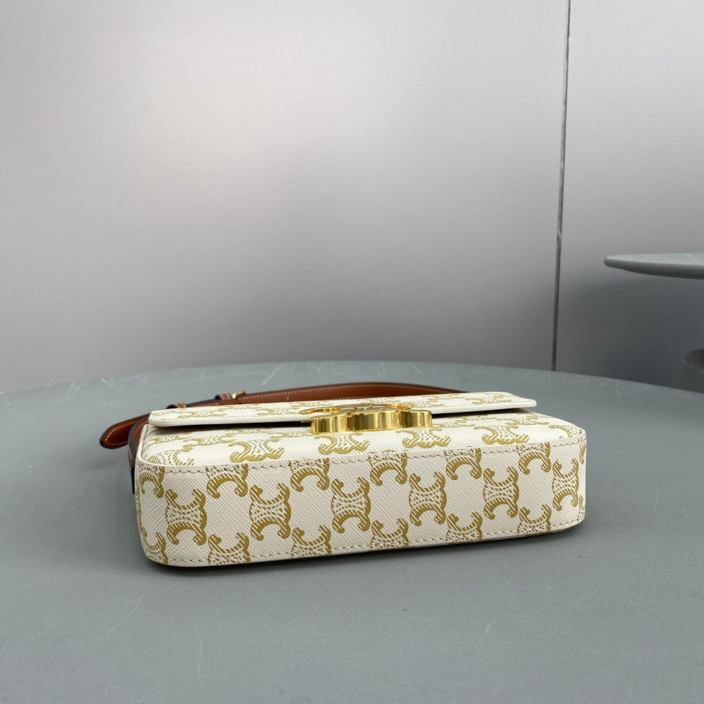 Triomphe Shoulder Bag In Triomphe Canvas White For Women 8in/20cm 194142CUZ.01BC