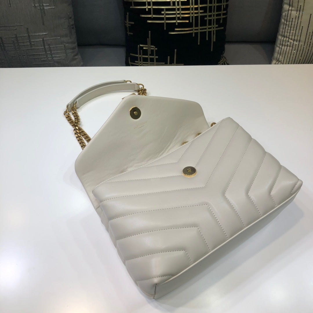 YSSL Loulou Small Chain Bag In MatelassÃ© "Y" White For Women 9.8in/23cm YSL 494699DV7279207