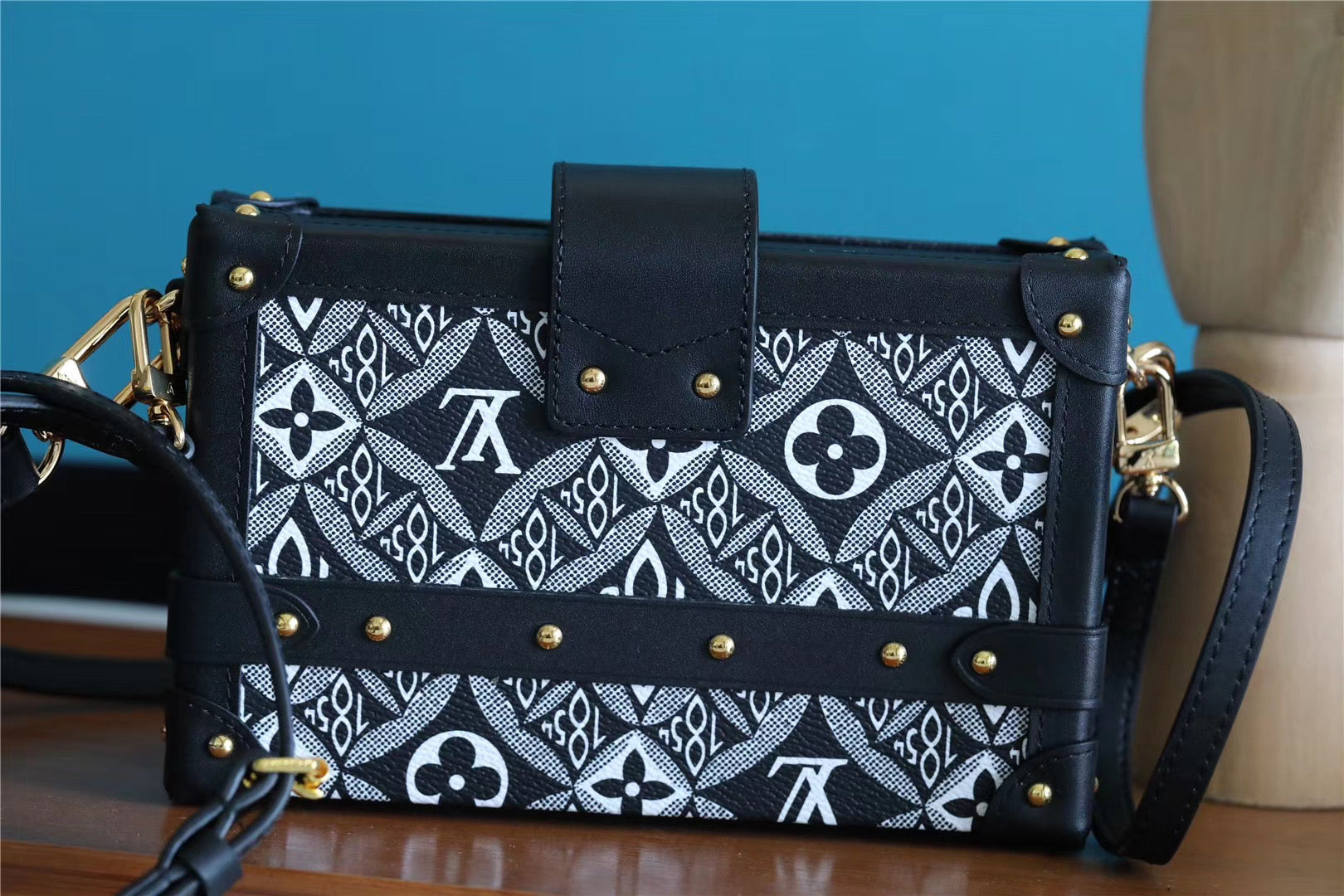 Louis Vuitton Petite Malle Jacquard Since 1854 Black For Women, Women’s Handbags, Shoulder Bags And Crossbody Bags 7.5in/19cm Louis Vuitton