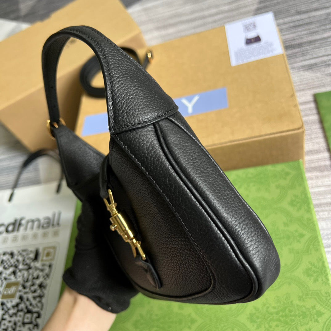 Gucci Jackie 1961 Mini Shoulder Bag Black For Women, Women’s Bags 7.5in/19cm Gucci ‎637091 10O0G 1000