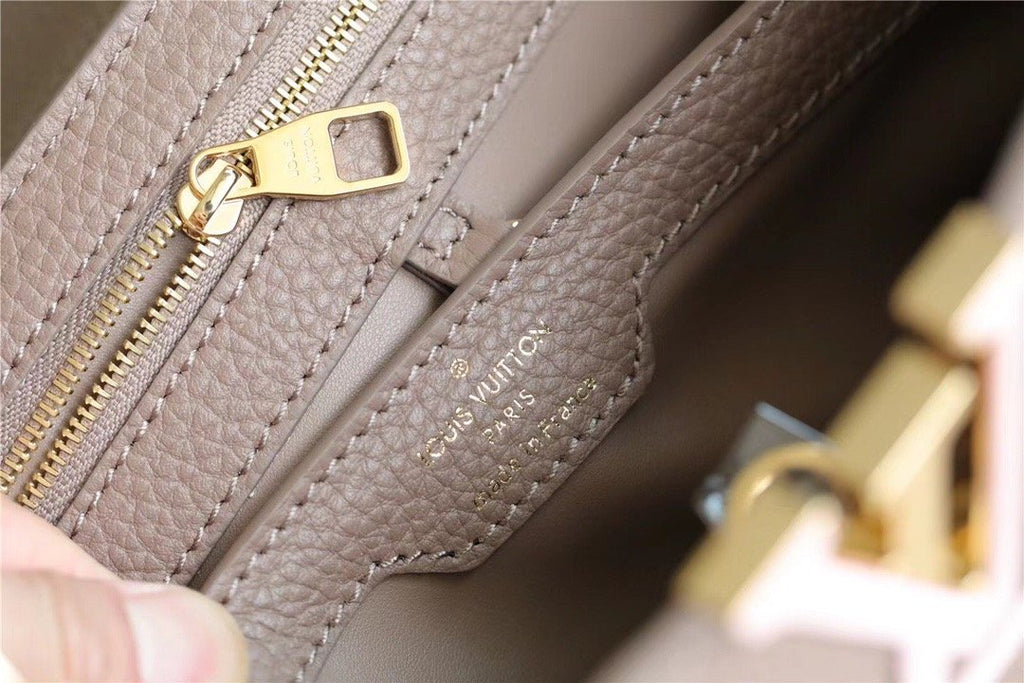 Louis Vuitton Capucines Taurillon Smokey Brown Green/ Creme/ Pink For Women, WomenÃƒÂ¢Ã¢â€šÂ¬Ã¢â€žÂ¢s Bags, Shoulder And Crossbody Bags 10.6in/27cm Louis Vuitton