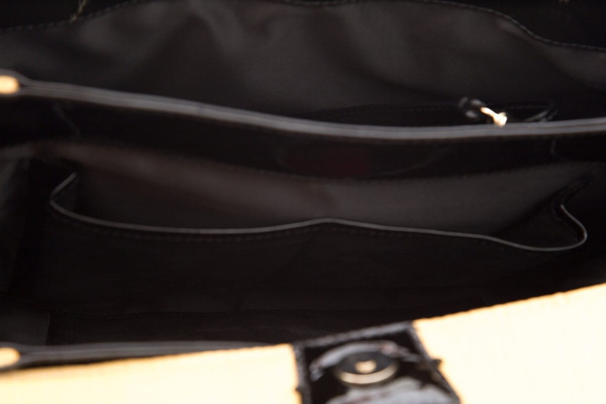 Valentino Raffia Black Patent Leather Shoulder Bag