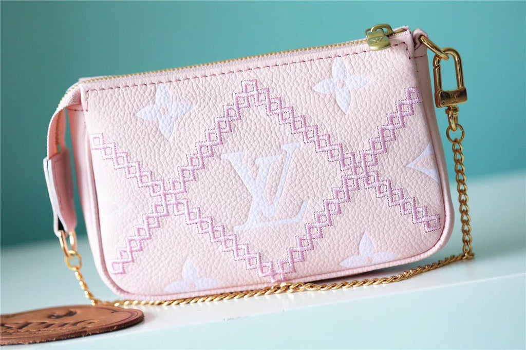 Louis Vuitton Mini Pochette Accessoires Monogram Empreinte Pink For Women, Women’s Handbags, Shoulder Bags And Crossbody Bags 6.1in/15.5cm Louis Vuitton