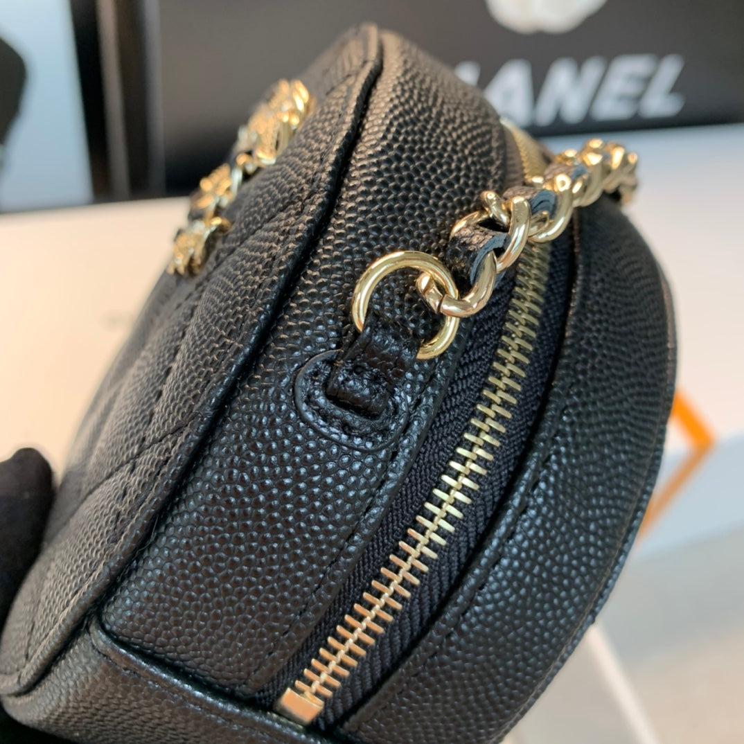 Chanel Round Bag Crossbody  Black For Women 4.7in/12cm