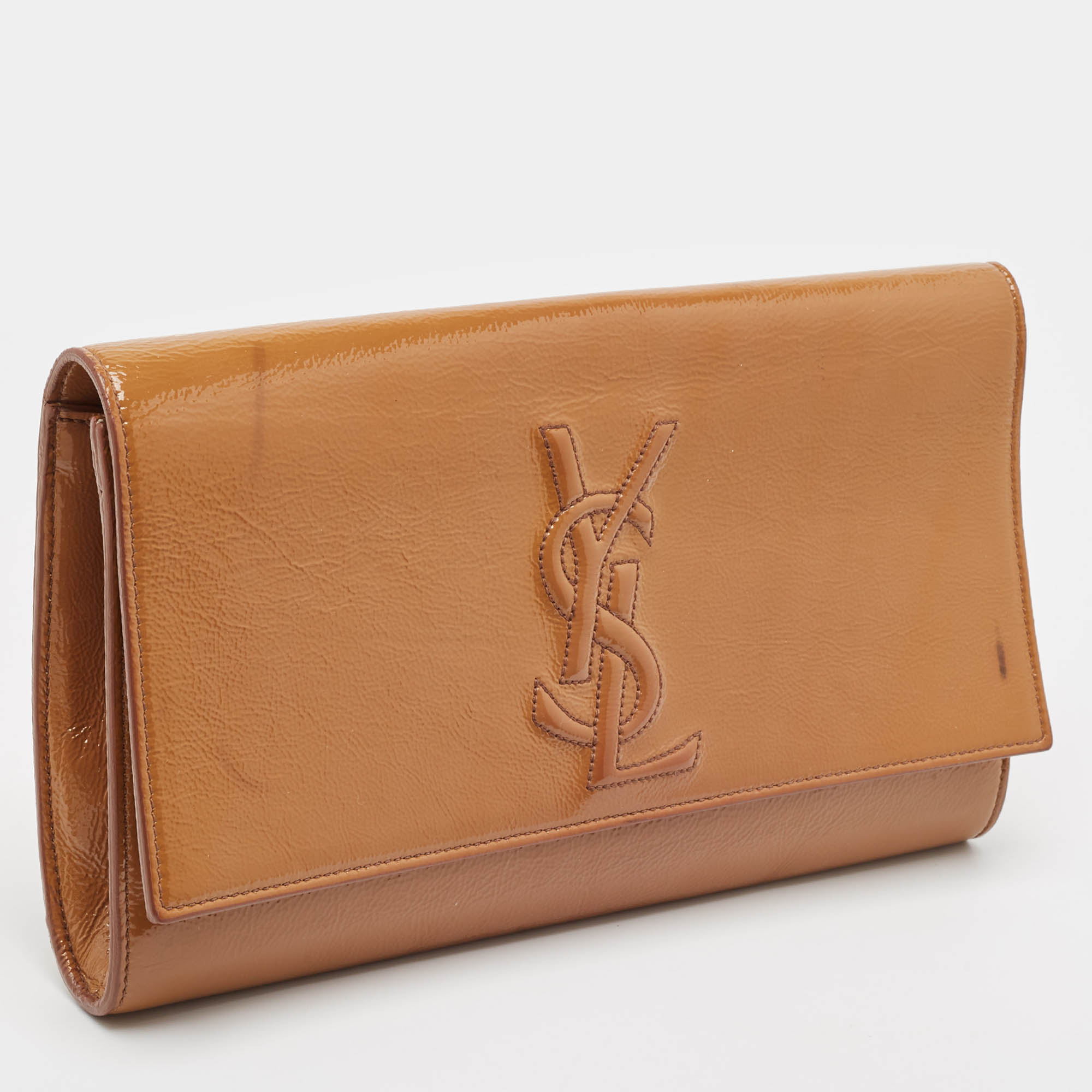 Saint Laurent Beige  Leather Belle De Jour Clutch