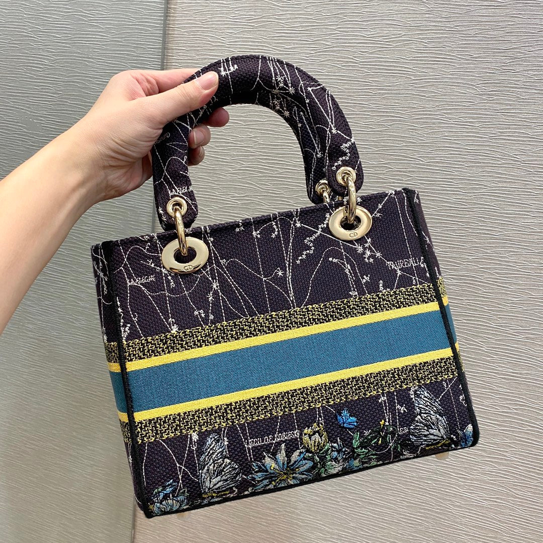Dior MeDiorum Lady D-Lite Bag Constellation Embroidery, Blue, For Women Women’s Handbags, Crossbody Bags, 24cm CD M0565ORHP_M928
