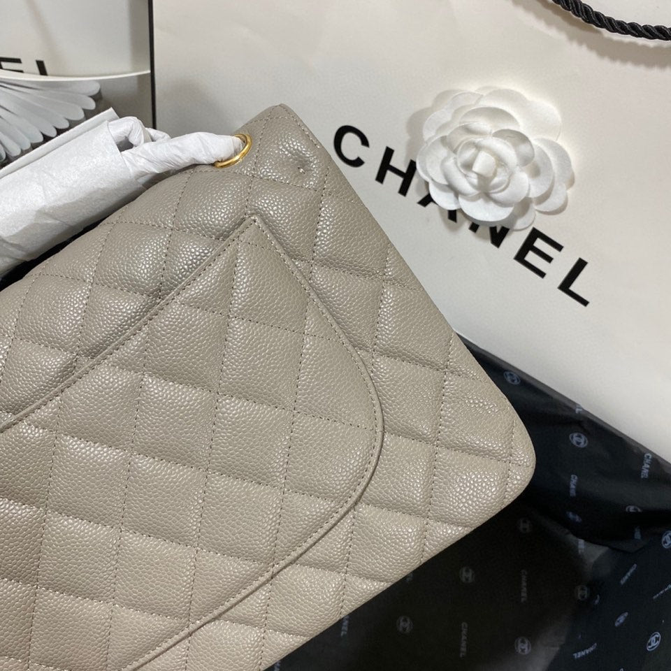 ChanelLarge Classic Handbag Gold Hardware Grey For Women Handbags, Shoulder Bags 11.8in/30cm