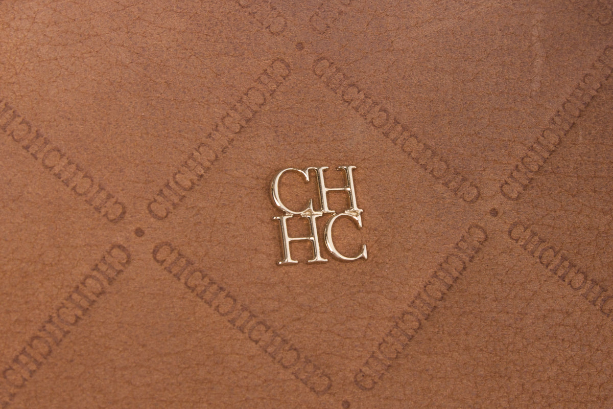 Carolina Herrera Camel Suede Quilted Shoulder Bag