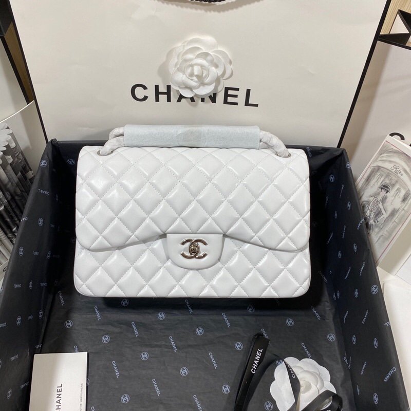 ChanelLarge Classic Handbag SiLouis Vuittoner Hardware White For Women Handbags, Shoulder Bags 11.8in/30cm