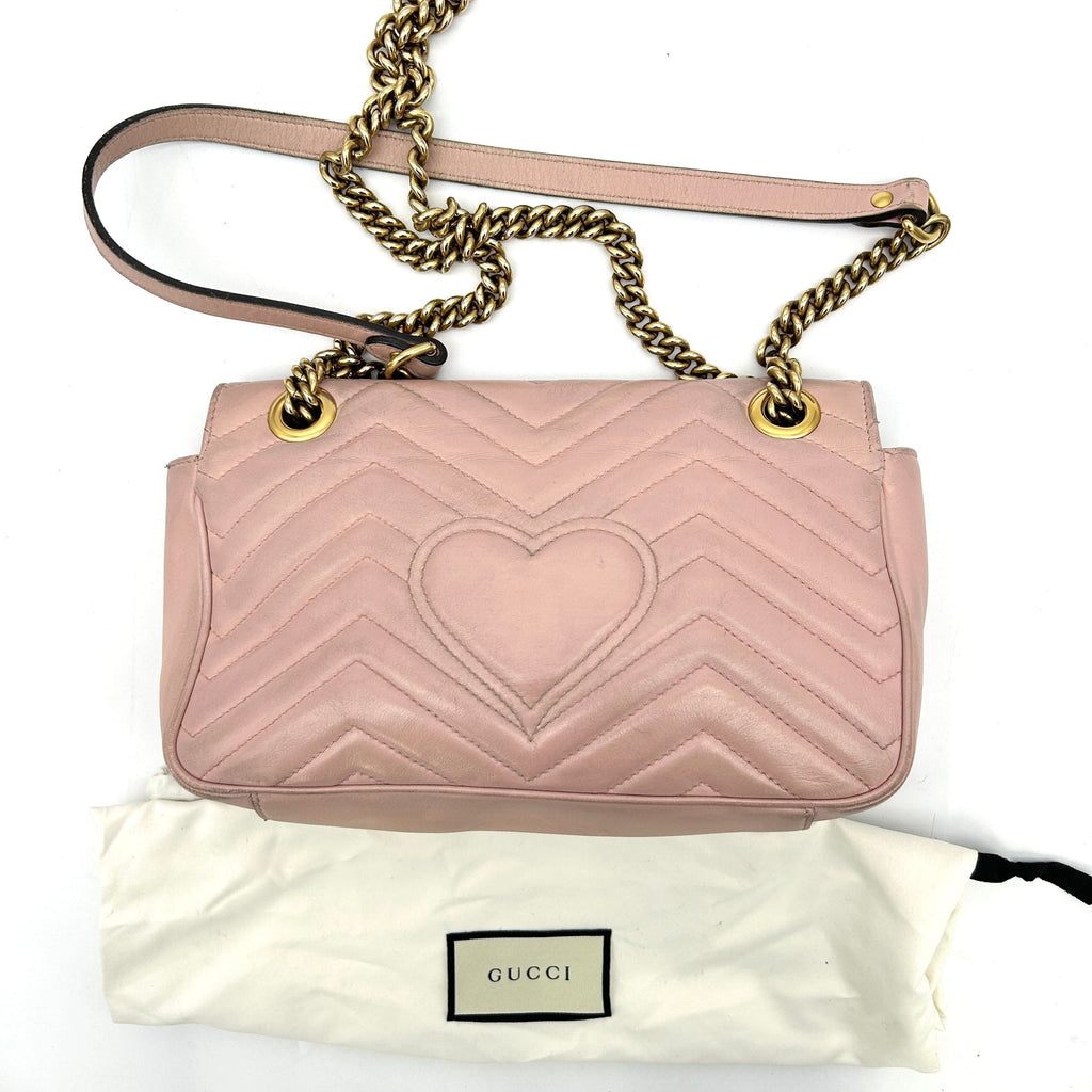 Gucci Pink Matelasse Leather Small GG Marmont Shoulder Bag Gucci  LA16947