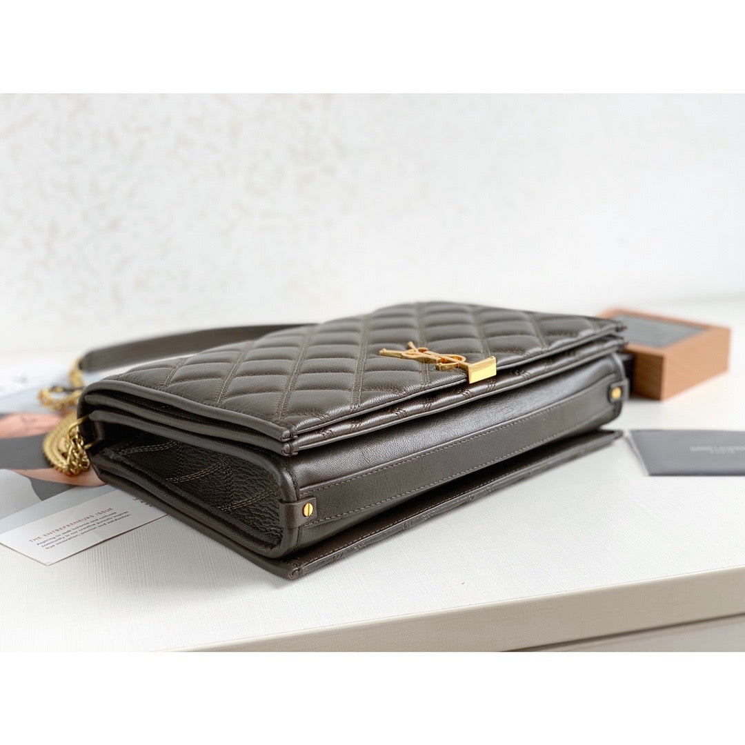 Saint Laurent Becky Small Shoulder Bag Brown For Women 10.5in/27cm YSL