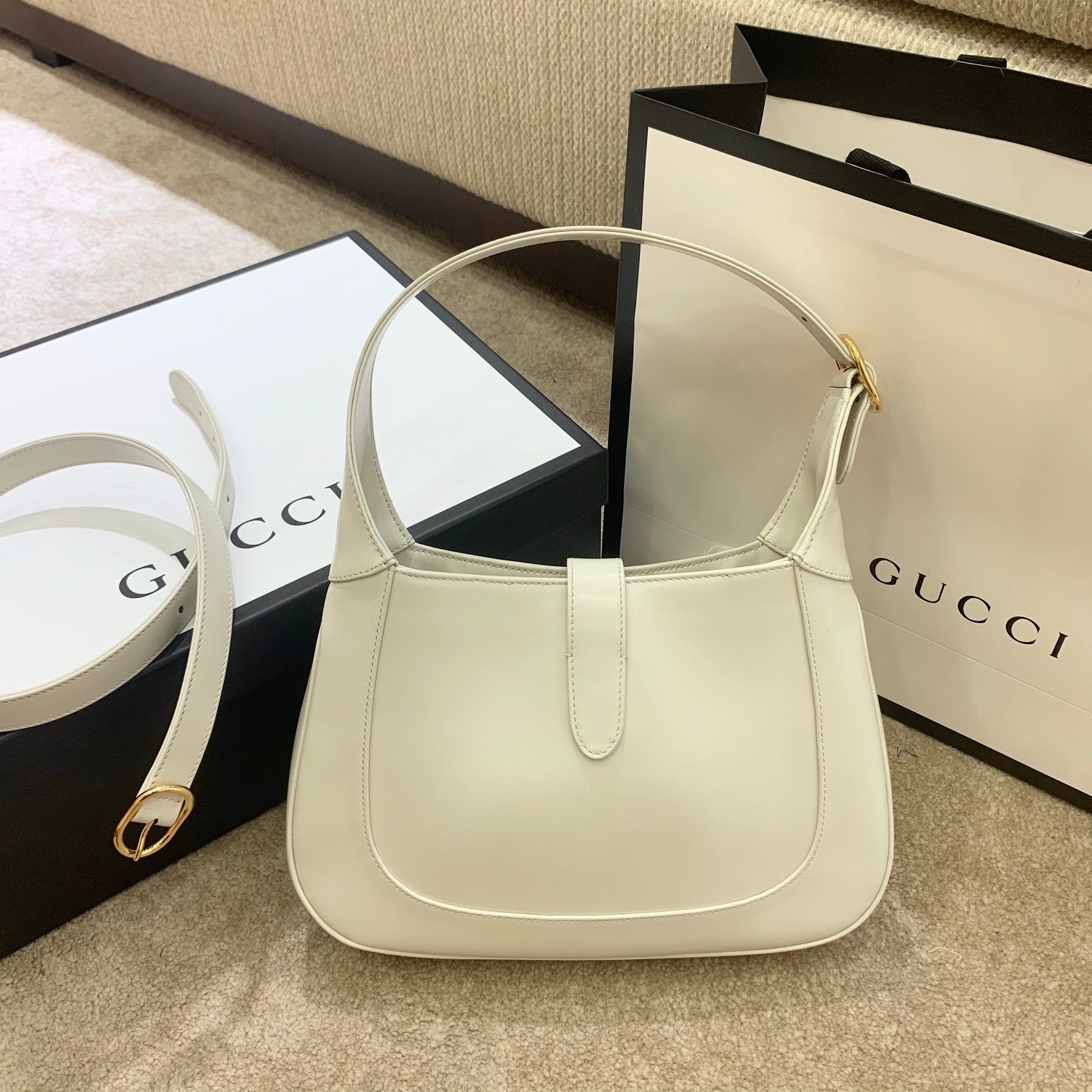 Gucci Jackie 1961 Small Shoulder Bag White For Women 10.8in/27.5cm Gucci 636709 10O0G 9022