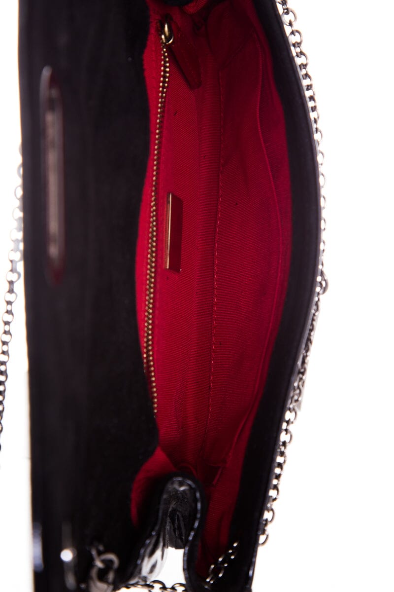 Christian Louboutin Black Patent Logo Medallion Clutch