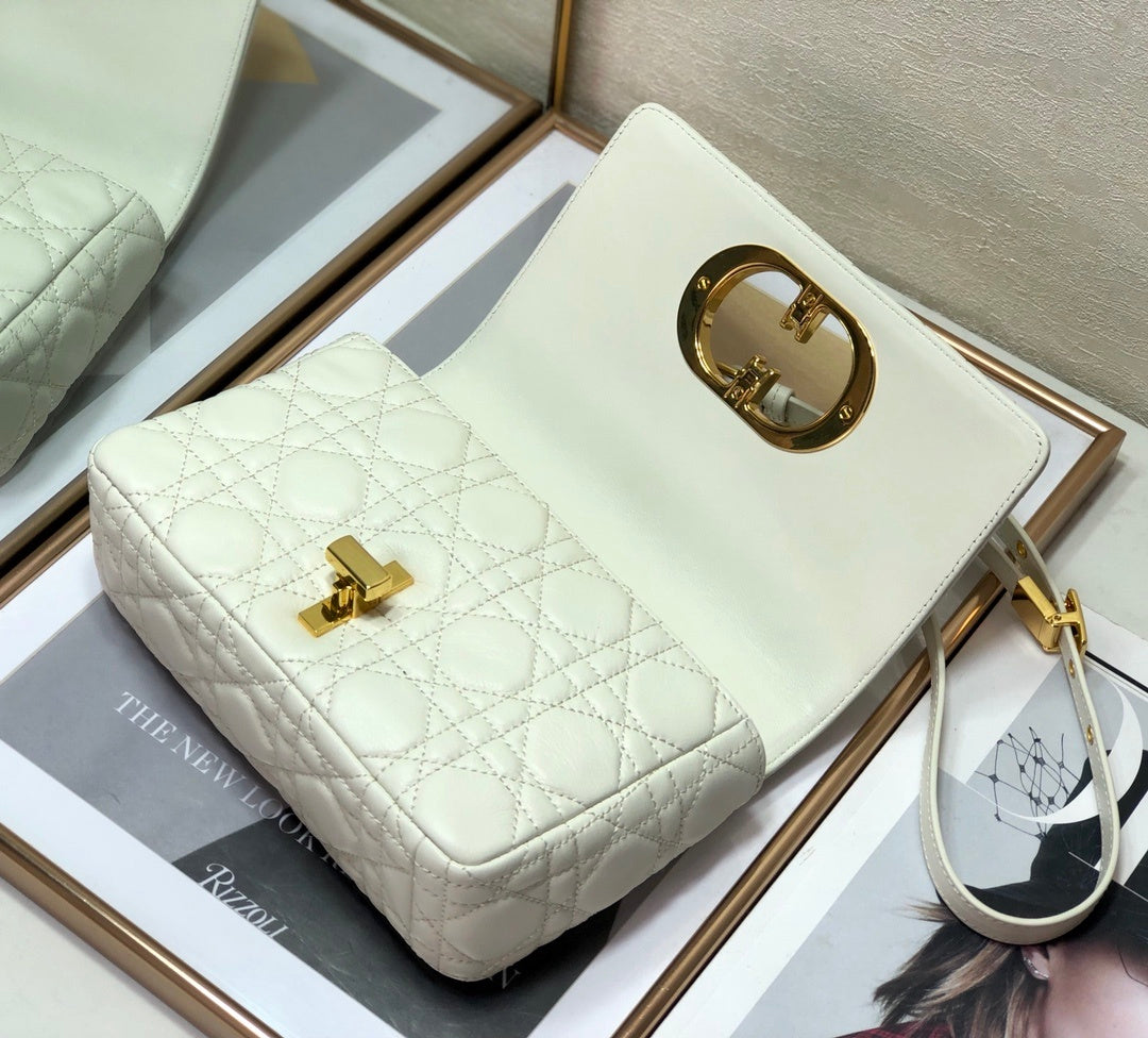 Dior Small Caro Bag, White, For Women Women’s Handbags, Shoulder Bags, Crossbody Bags, 20cm CD M9241UWHC_M35U