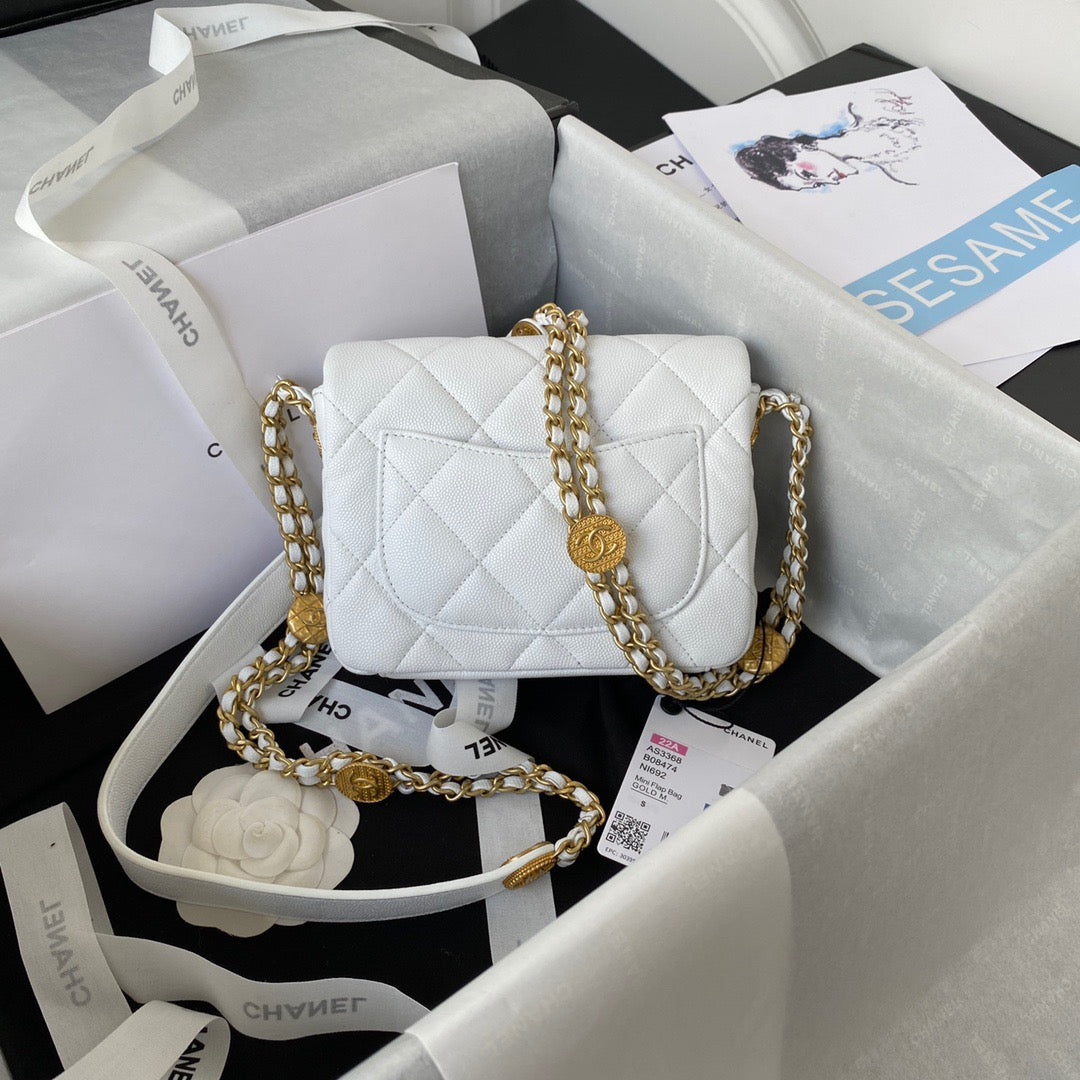 ChanelMini GlamIap Bag With Top Handle Gold Hardware White For Women Handbags, Shoulder Bags 7.9in/20cm AS2431Ã‚Â 