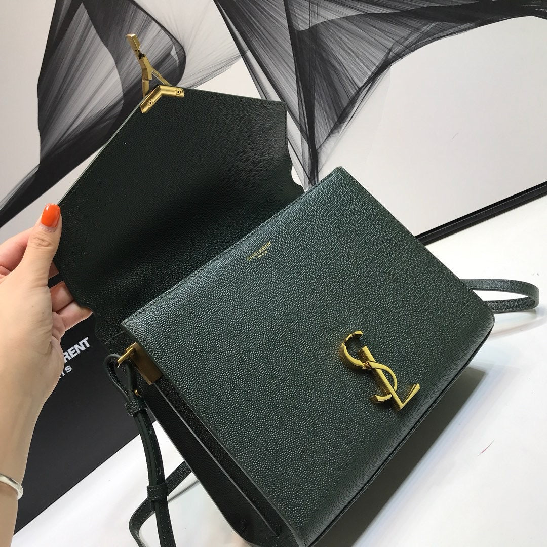 YSSL Cassandra Medium Top Handle Bag In Grain Dark Green For Women 9in/24.5cm YSL