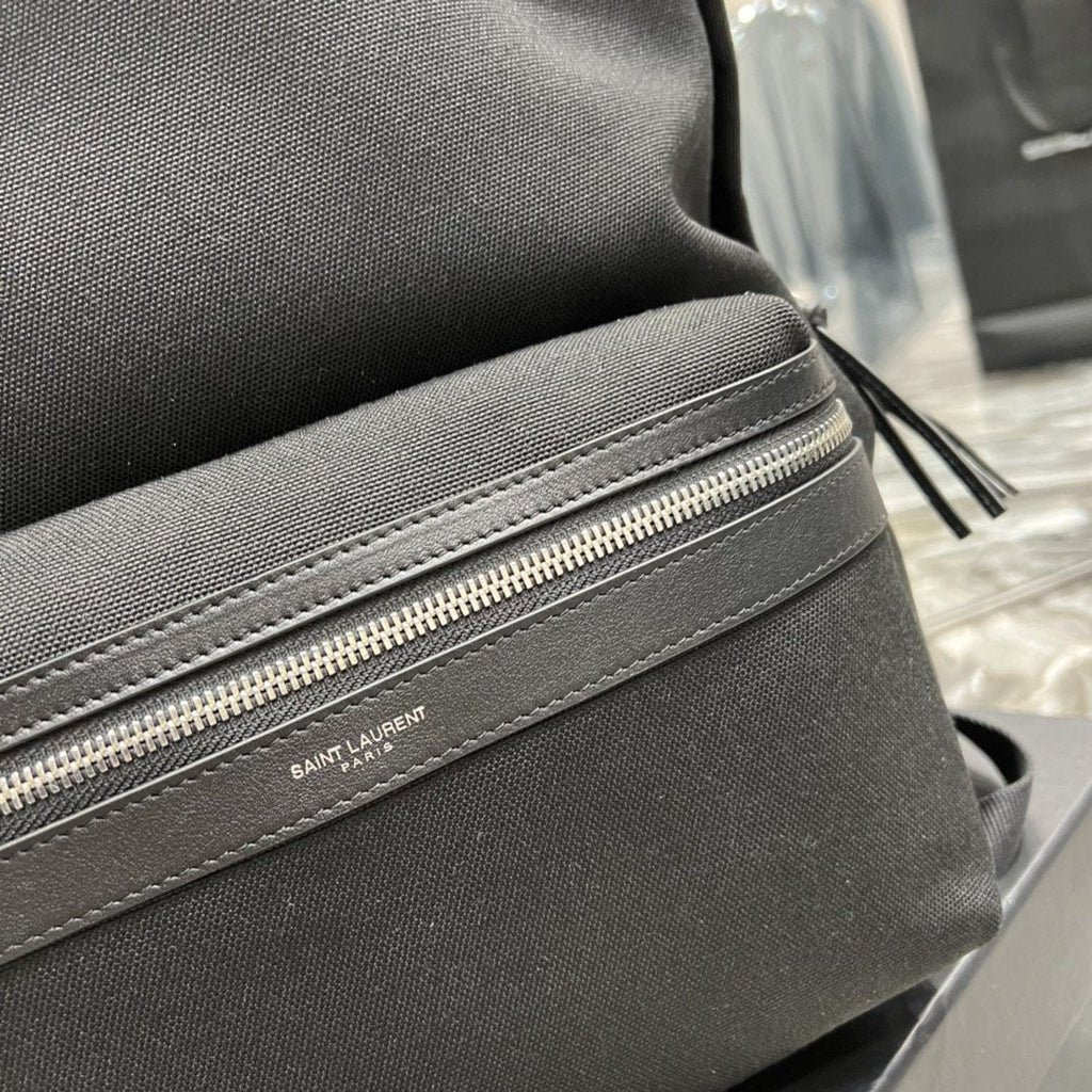 Top Quality City Backpack In Canvas Unisex For Women 15in/38cm Black YSL