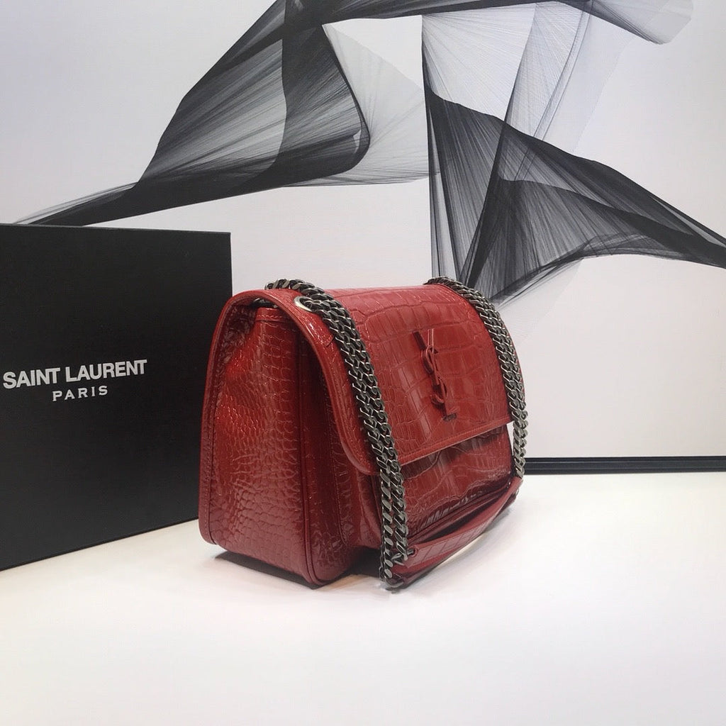YSSL Niki Medium Chain Bag In-Embossed RedÂ For Women 11in/28cm YSL