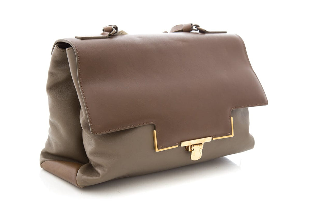 Lavin Paris Brown & Grey Leather Shoulder Bag