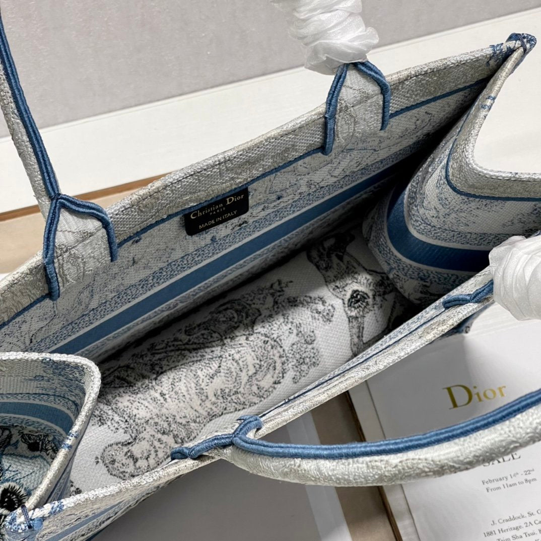 Dior MeDiorum Book Tote Blue Toile de Jouy Reverse Embroidery, Blue, For Women Women’s Handbags, Shoulder Bags, 36cm CD M1296ZRGO_M928