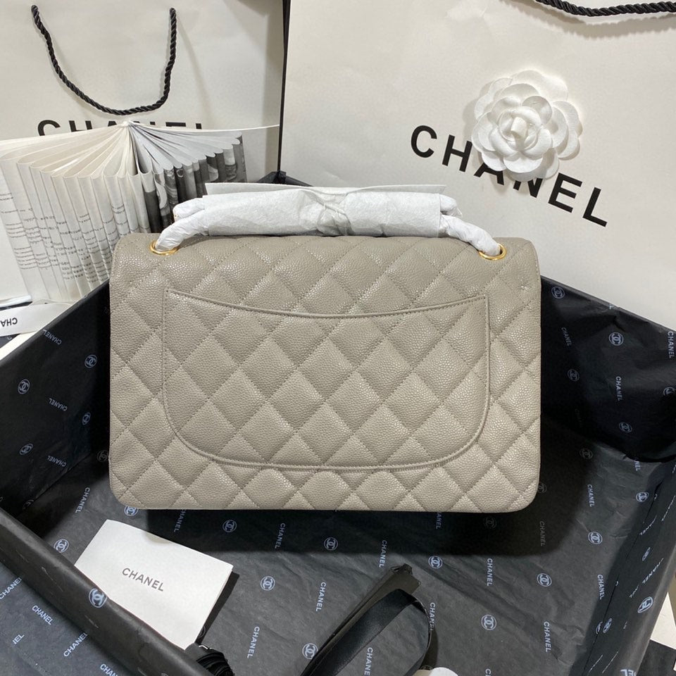 ChanelLarge Classic Handbag Gold Hardware Grey For Women Handbags, Shoulder Bags 11.8in/30cm