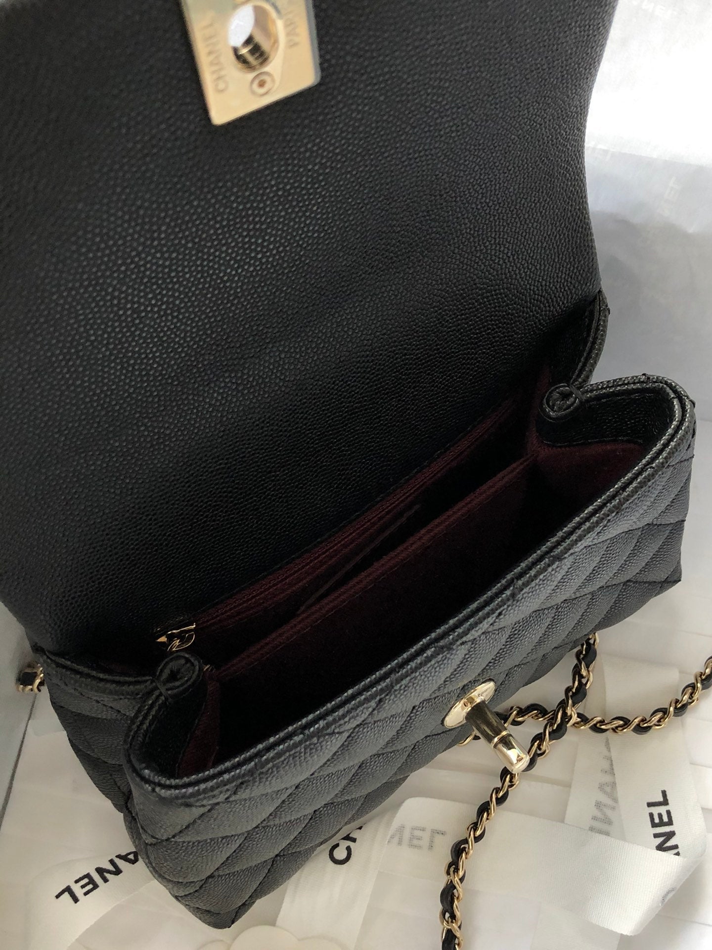 Chanel Classic Mini GlamIapbag Top Handle Black For Women 7.5in/19cm