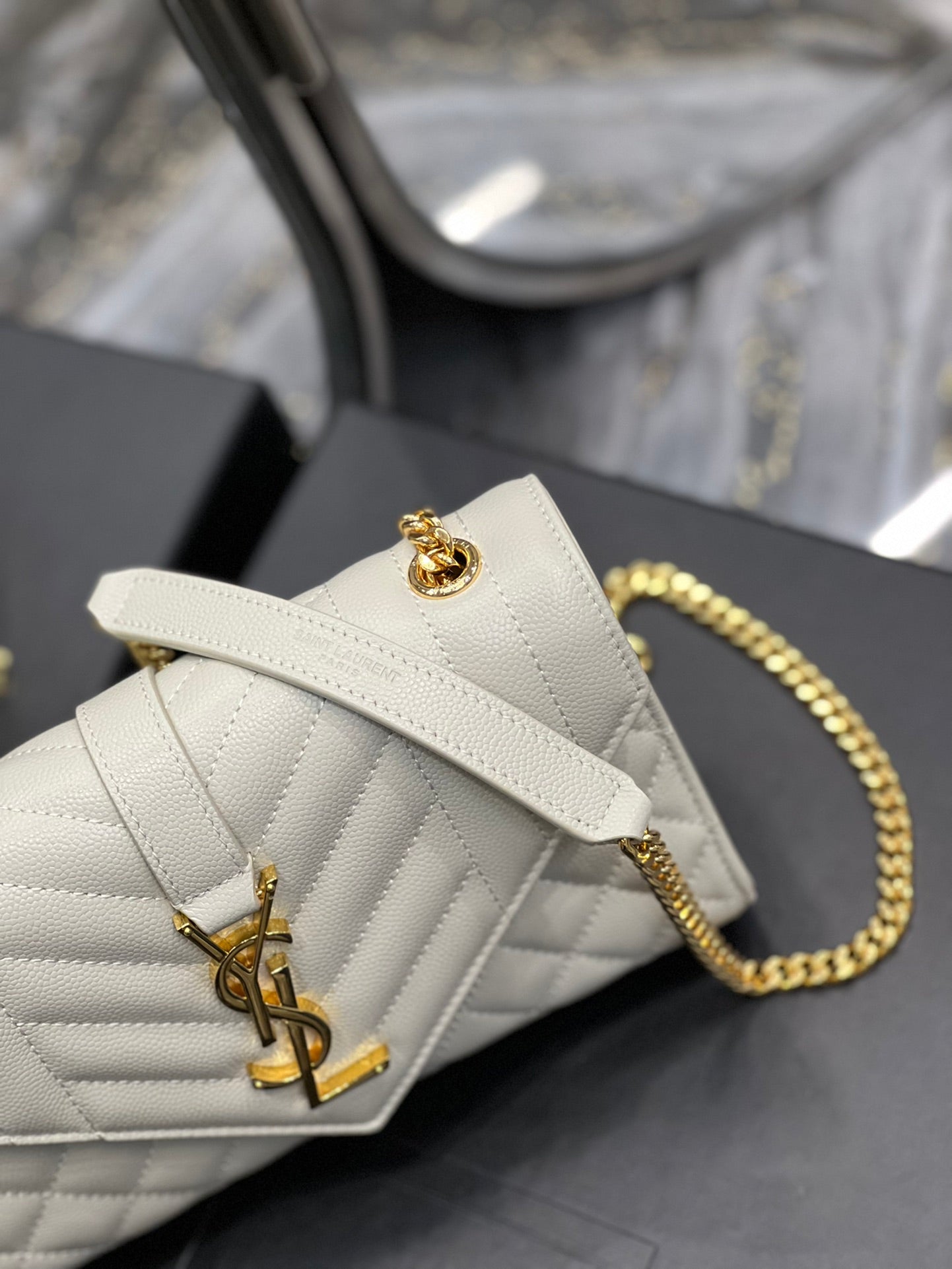 YSSL Small Bag White In Mix Matelasse For Women 8in/21cm YSL 600195BOW919207