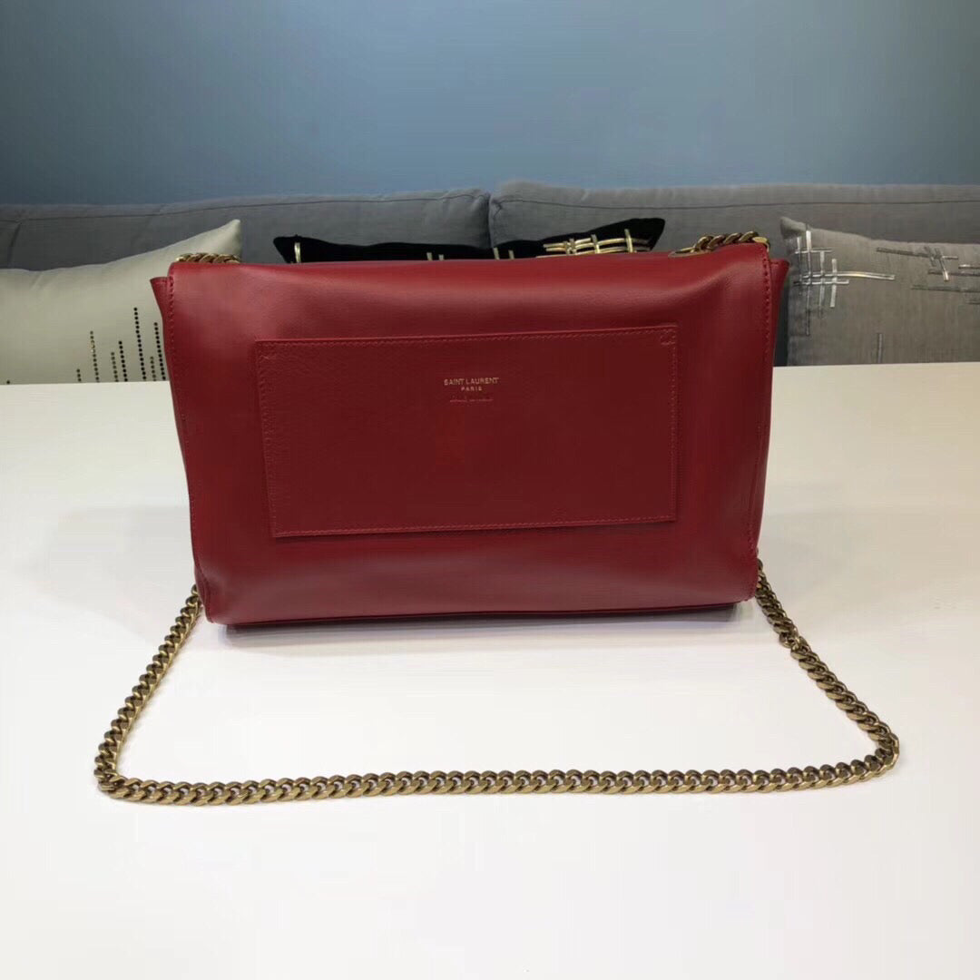 YSSL Kate Medium Chain Bag In Grain De Poudre Red For Women 9in/24cm YSL 364021BOW0J6008