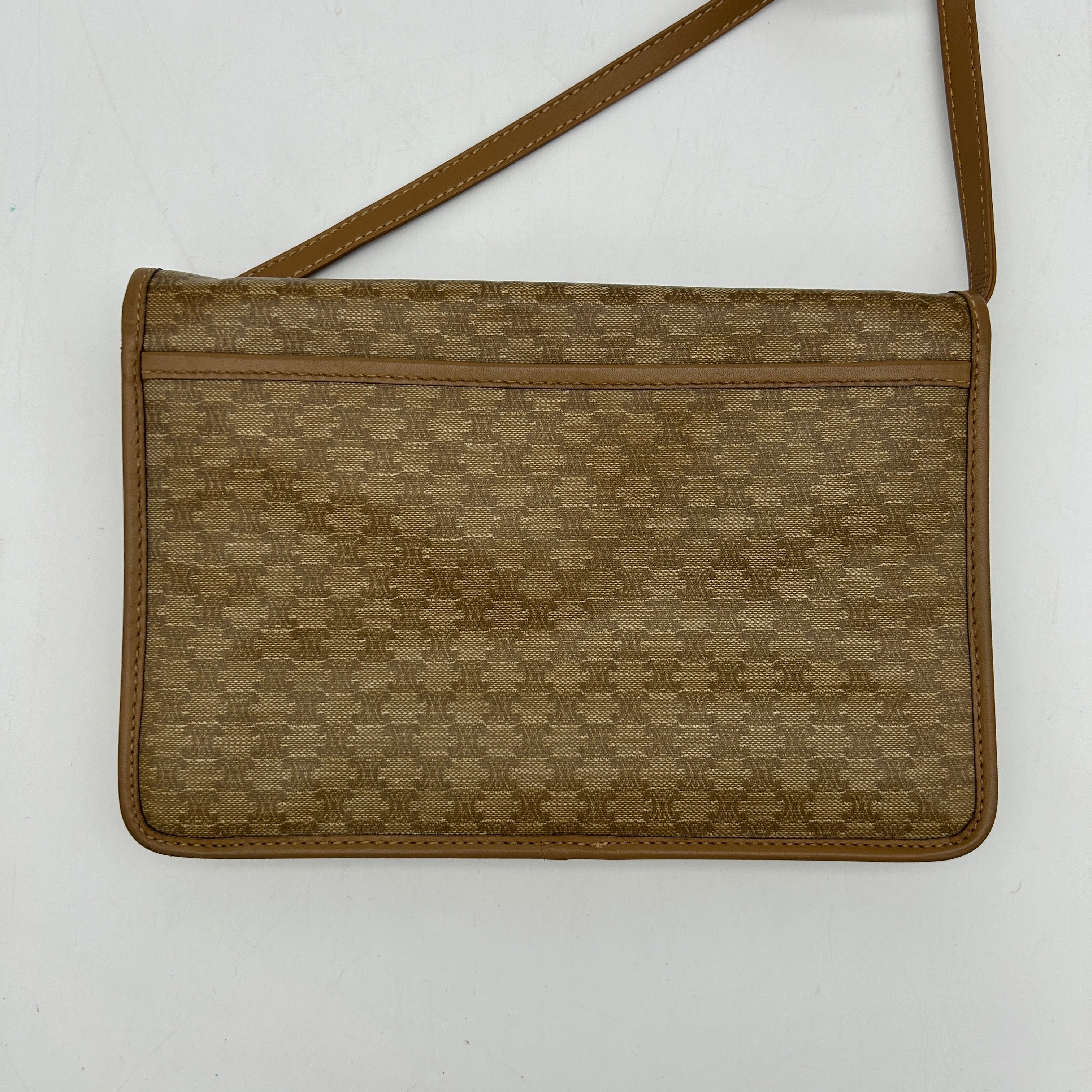 Celineline Macadam Beige Canvas Leather Shoulder Bag