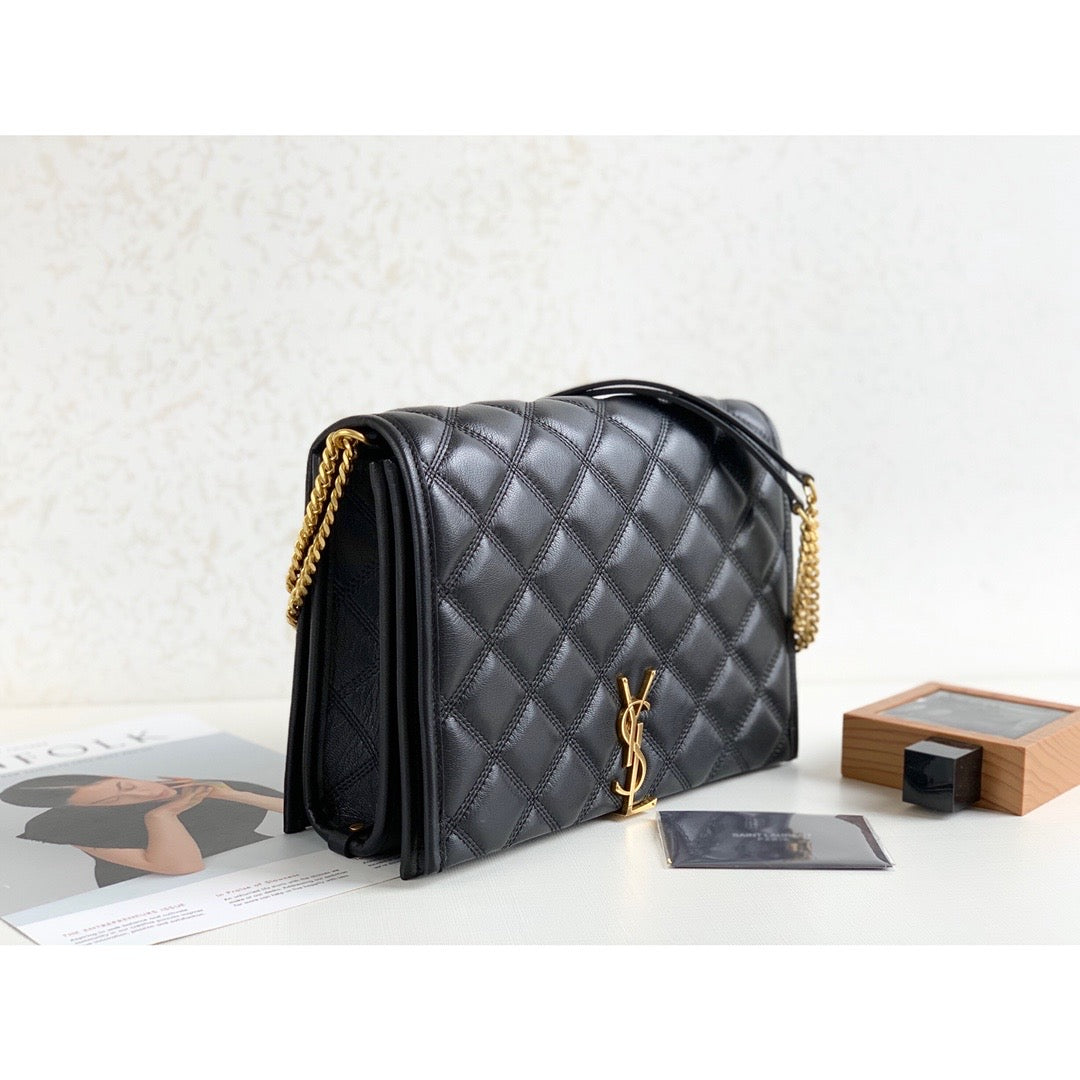 Saint Laurent Becky Small Shoulder Bag Black For Women 10.5in/27cm YSL P00420101