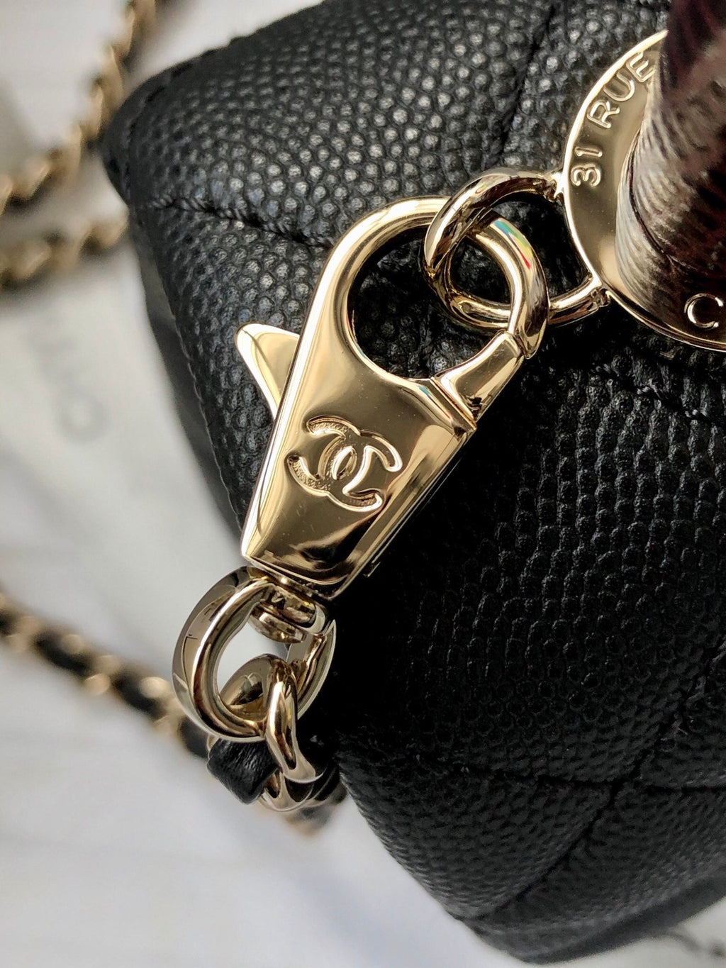 Chanel Classic Mini GlamIapbag Top Handle Black For Women 7.5in/19cm