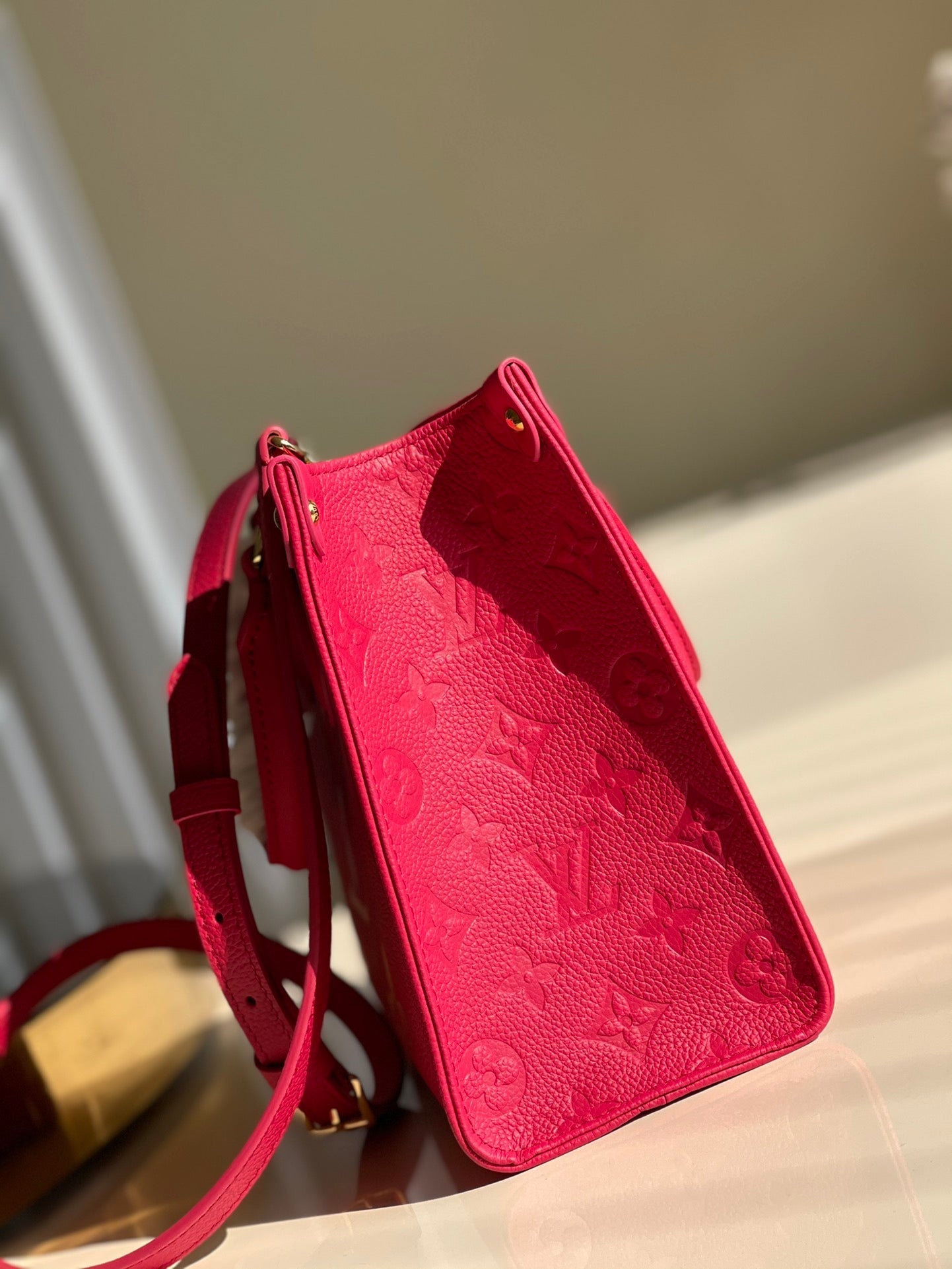 Louis Vuitton OnTheGo PM Tote Bag Monogram Empreinte Rosy For Women, WomenÃƒÂ¢Ã¢â€šÂ¬Ã¢â€žÂ¢s Handbags, Shoulder And Crossbody Bags 9.8in/25cm Louis Vuitton M45660