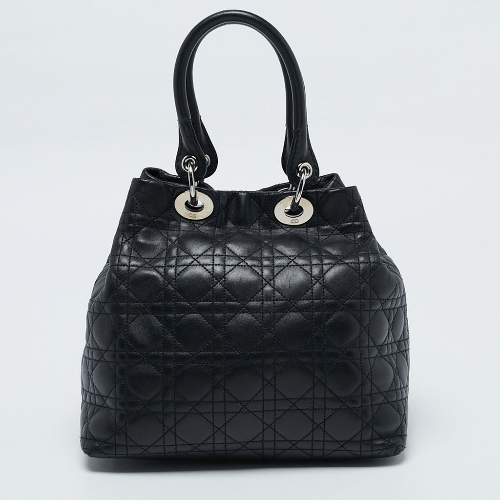 Dior Black Cannage Quilted Leather Soft Lady Dior Tote