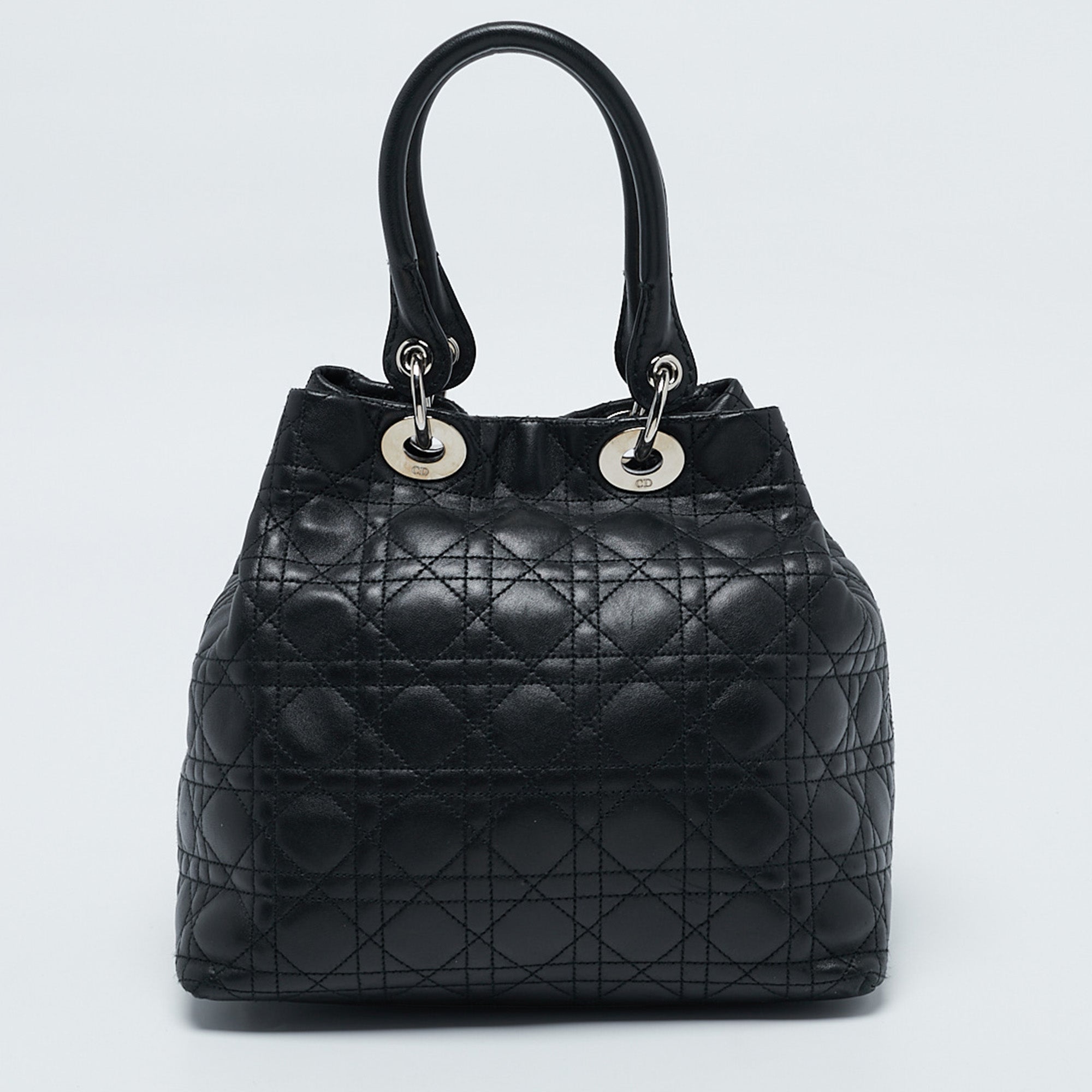 Dior Black Cannage Quilted Leather Soft Lady Dior Tote